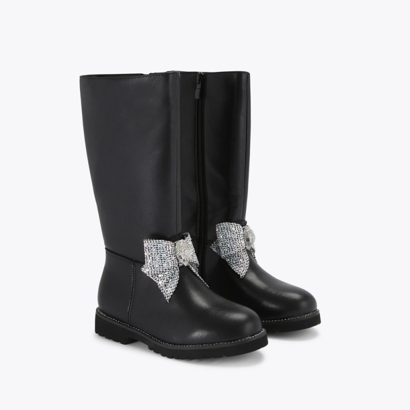 Kurt Geiger London Kensington Bow Boot Kids Shoes Black | Malaysia HA51-865