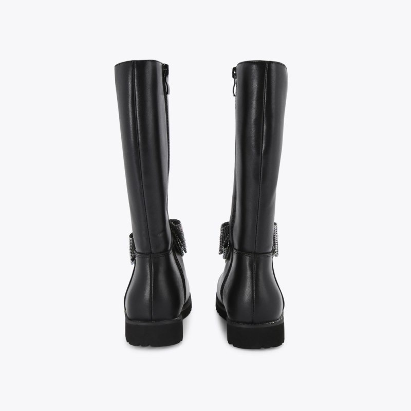 Kurt Geiger London Kensington Bow Boot Kids Shoes Black | Malaysia HA51-865