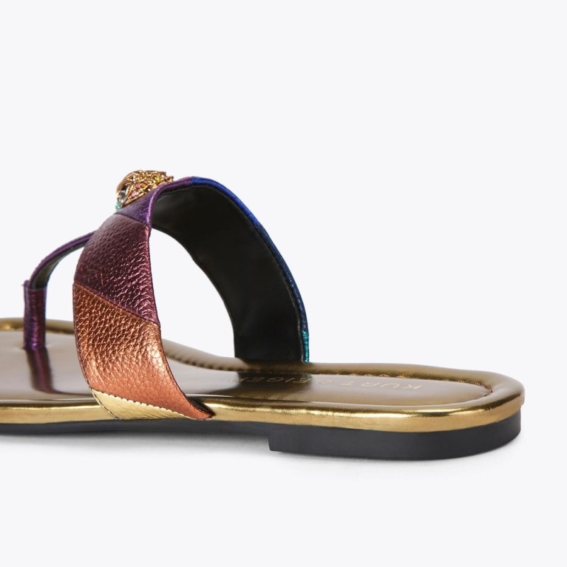 Kurt Geiger London Kensington T-bar Sandal Women's Flat Shoes Multicolor | Malaysia IL75-789