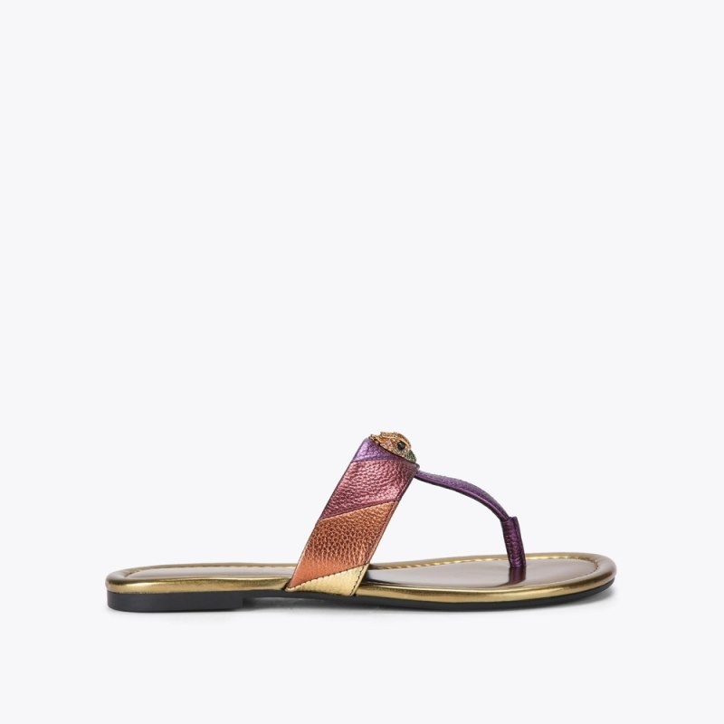 Kurt Geiger London Kensington T-bar Sandal Women\'s Flat Shoes Multicolor | Malaysia IL75-789