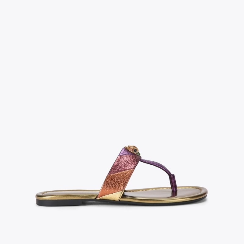 Kurt Geiger London Kensington T-bar Sandal Women\'s Flip Flops Multicolor | Malaysia JT58-588