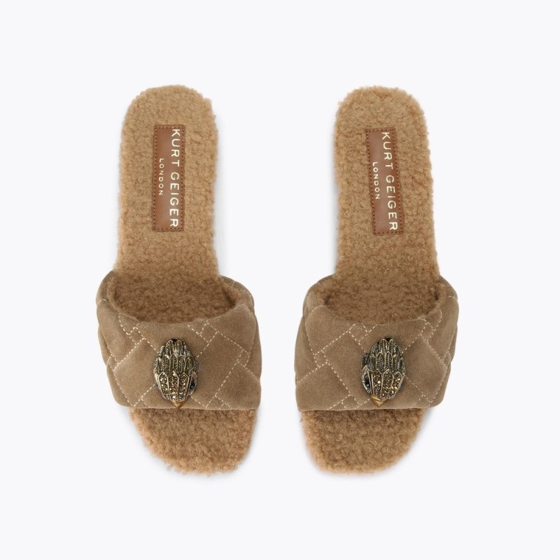 Kurt Geiger London Kensington Flat Women's Sandals Camel | Malaysia VH27-866