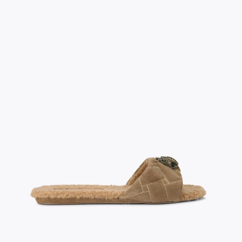 Kurt Geiger London Kensington Flat Women\'s Sandals Camel | Malaysia VH27-866