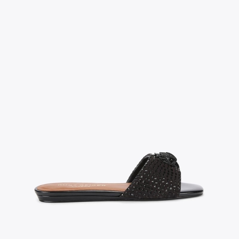 Kurt Geiger London Kensington Sandal Women\'s Flat Shoes Black | Malaysia LB75-625