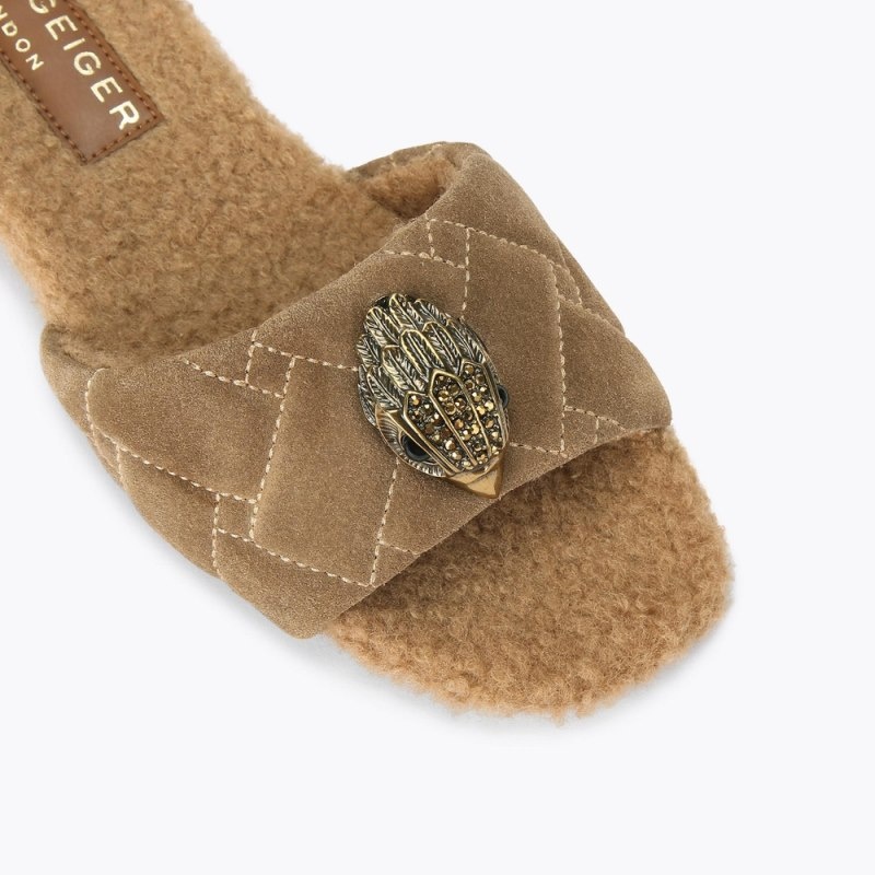 Kurt Geiger London Kensington Sandal Women's Flat Shoes Camel | Malaysia DR95-494
