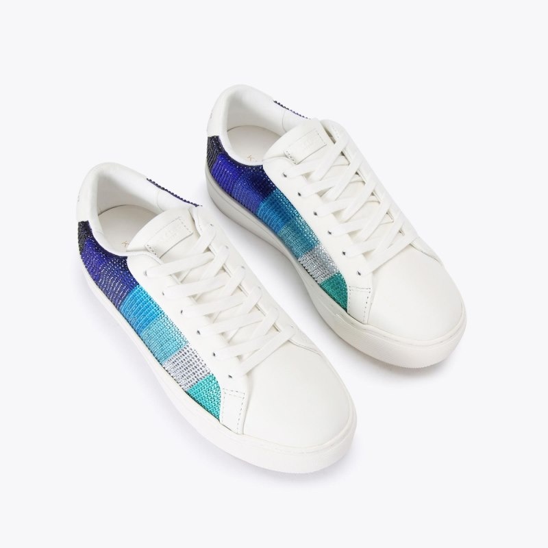 Kurt Geiger London Laney Stripe Crystal Women's Trainers Blue | Malaysia WI62-034