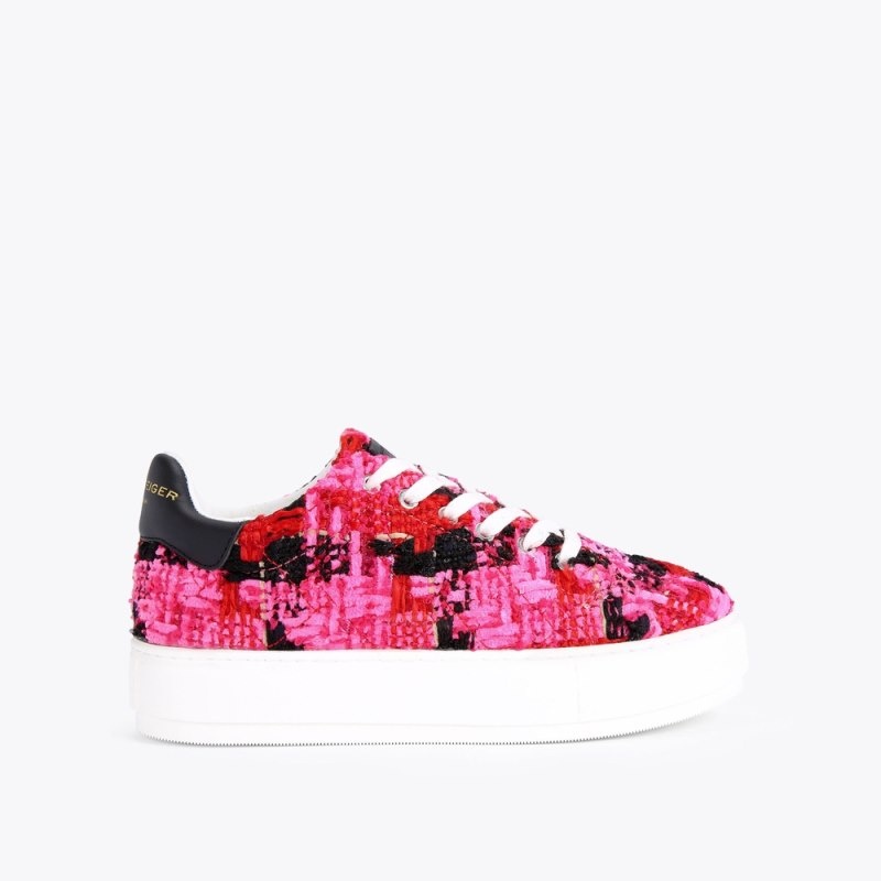 Kurt Geiger London Laney Tweed Women\'s Trainers Fushia | Malaysia VW27-231