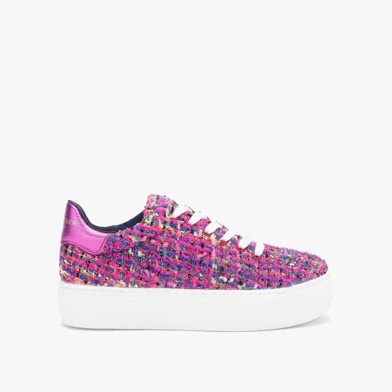 Kurt Geiger London Laney Tweed Women\'s Trainers Fushia | Malaysia IG59-952