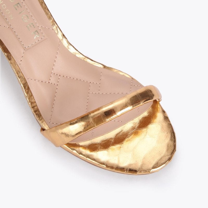 Kurt Geiger London Langley Heel Women's Sandals Gold | Malaysia QQ98-033