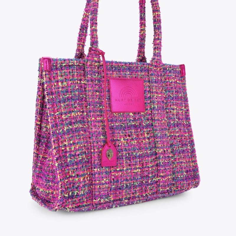 Kurt Geiger London Large Tweed Southbank Women's Tote Bags Fushia | Malaysia WA29-820