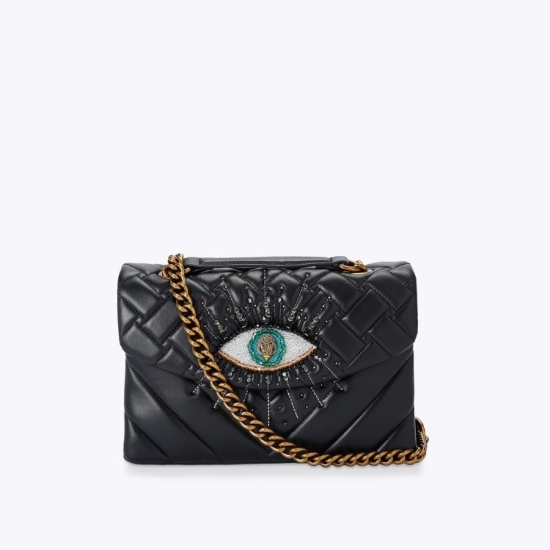 Kurt Geiger London Leather Kensington Eye Women\'s Crossbody Bags Black | Malaysia CL88-295