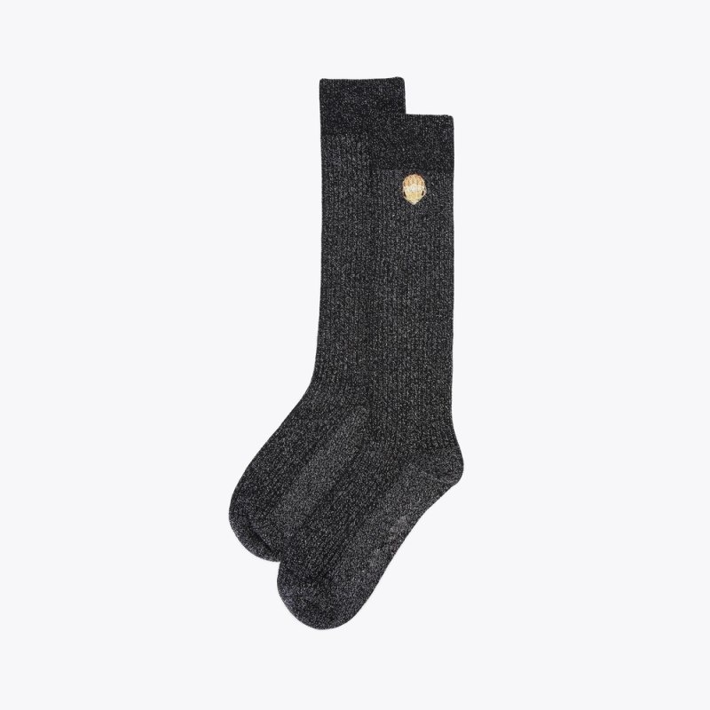 Kurt Geiger London Lurex Knee Women\'s Socks Black | Malaysia CC70-829