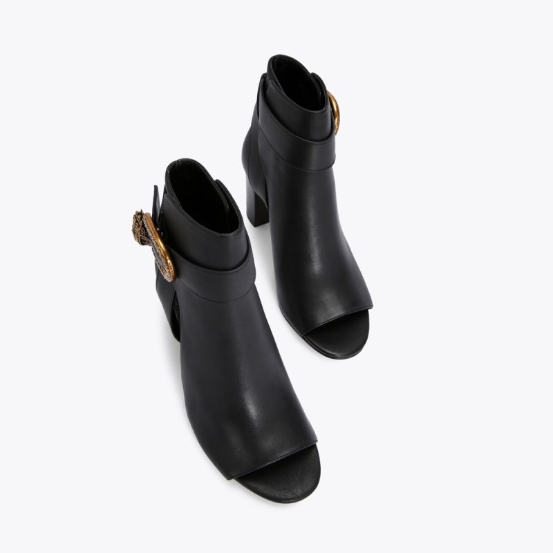 Kurt Geiger London Mayfair Peep Toe Women's Heeled Boots Black | Malaysia SB80-738