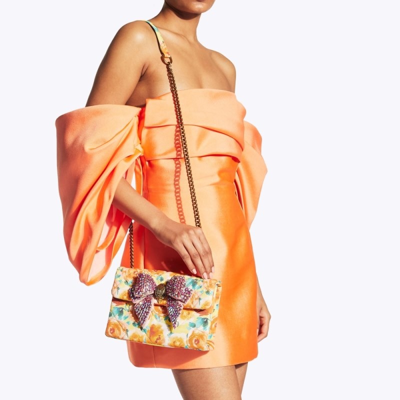 Kurt Geiger London Medium Kensington Bow Women's Crossbody Bags Orange | Malaysia RV21-650