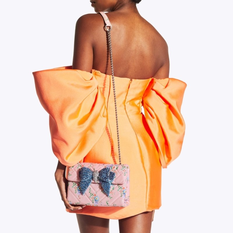 Kurt Geiger London Medium Kensington Bow Women's Shoulder Bags Pink | Malaysia FT71-922