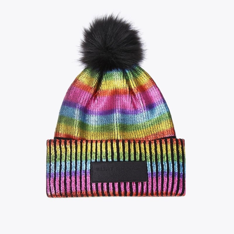 Kurt Geiger London Metallic Rib Women\'s Beanie Multicolor | Malaysia NI25-368