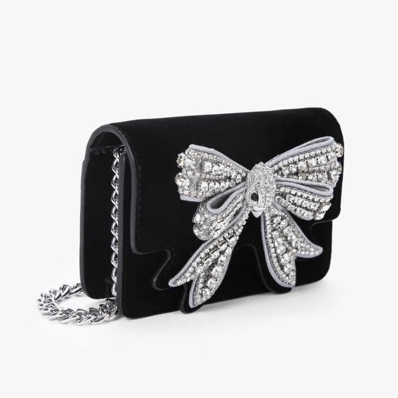 Kurt Geiger London Micro Bow Shoreditch Women's Wallets Black White | Malaysia KT44-935