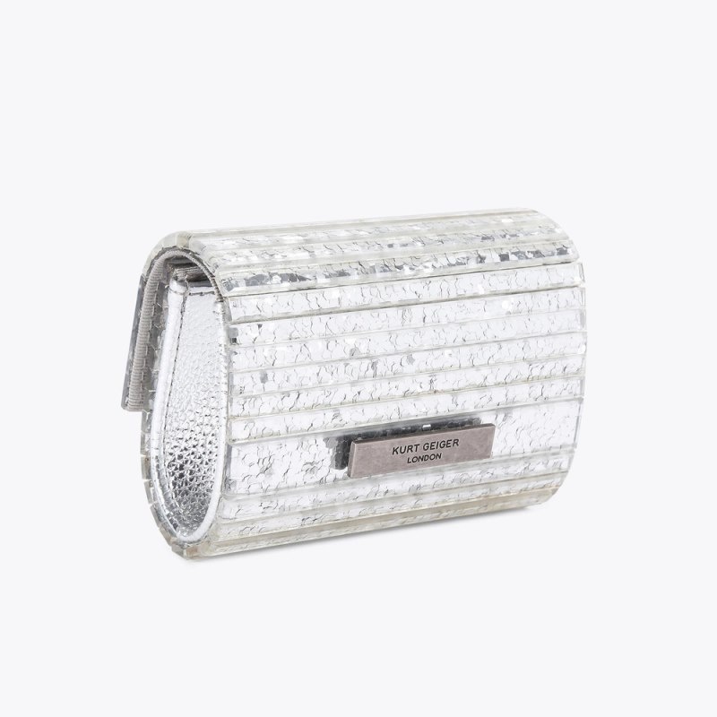 Kurt Geiger London Micro Party Women's Clutches Silver | Malaysia PY82-570