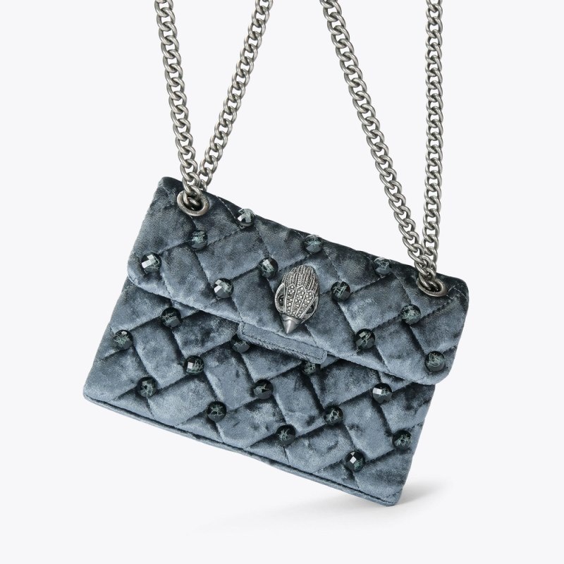 Kurt Geiger London Mini Crystal Kensington Women's Crossbody Bags Turquoise | Malaysia NE44-702