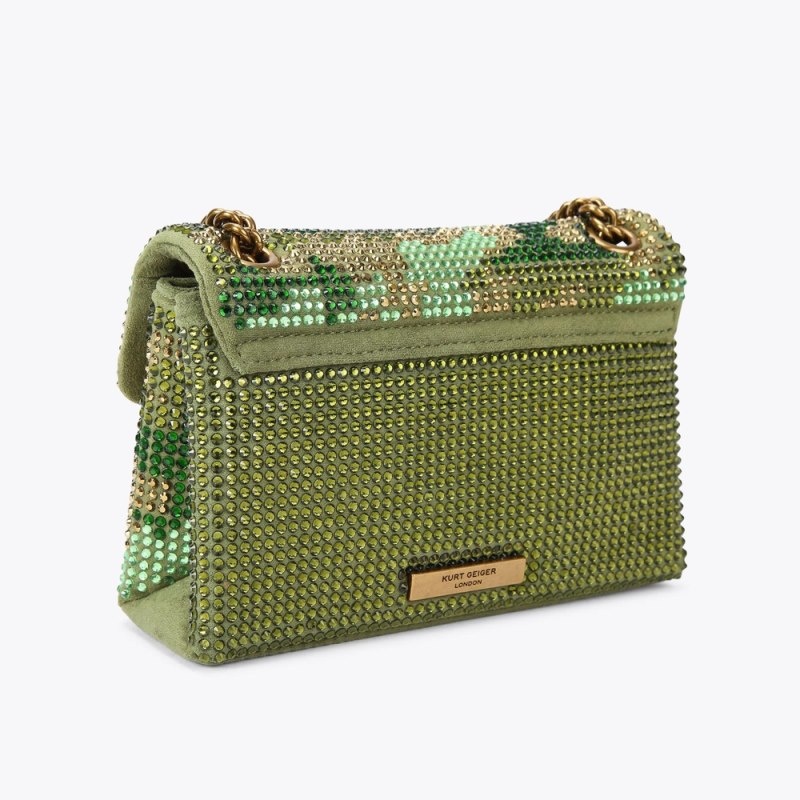 Kurt Geiger London Mini Fabric Kensington Women's Crossbody Bags Green | Malaysia FG03-145