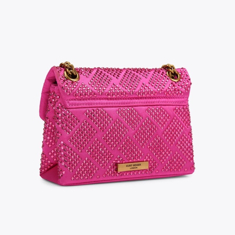 Kurt Geiger London Mini Fabric Kensington Women's Crossbody Bags Fushia | Malaysia TN27-917