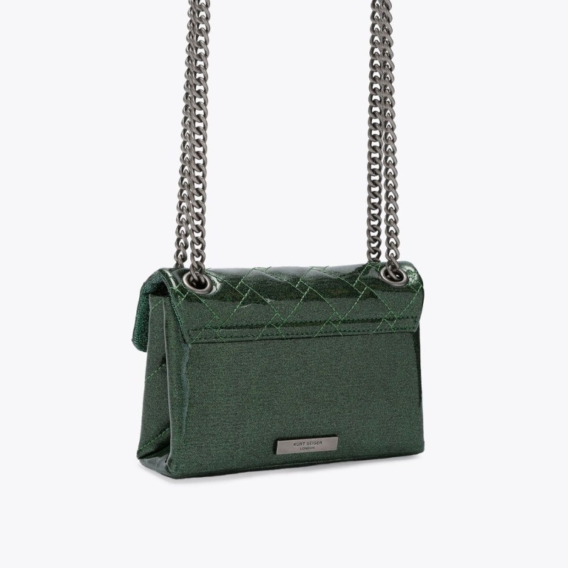 Kurt Geiger London Mini Glitter Kensington Women's Crossbody Bags Green | Malaysia GE93-245