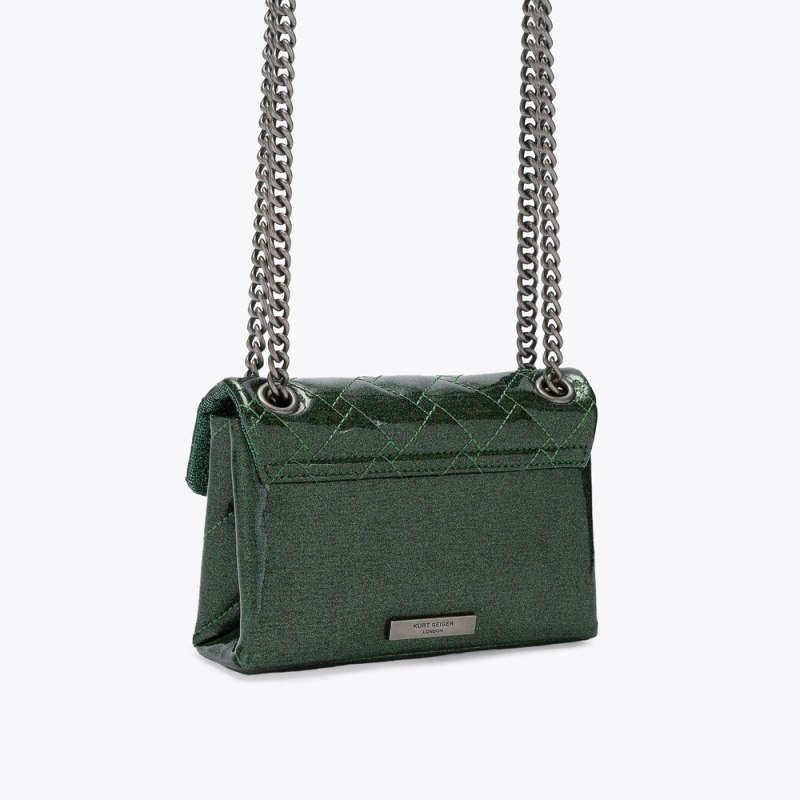 Kurt Geiger London Mini Glitter Kensington Women's Mini Bags Green | Malaysia AO27-684