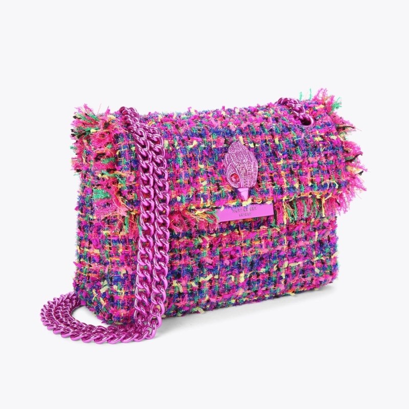 Kurt Geiger London Mini Tweed Kensington Women's Crossbody Bags Fushia | Malaysia JF79-944