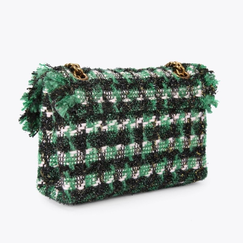 Kurt Geiger London Mini Tweed Kensington Women's Mini Bags Black Green | Malaysia XC46-535