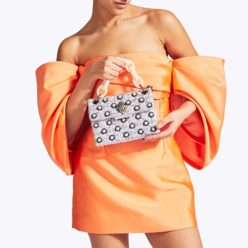 Kurt Geiger London Mini Tweed Kensington Women's Crossbody Bags Lilac | Malaysia LL65-603