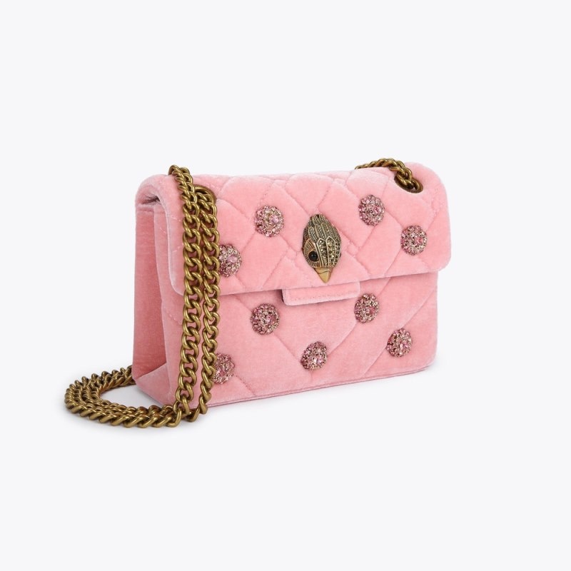 Kurt Geiger London Mini Velvet Kensington Women's Crossbody Bags Pink | Malaysia DN57-824