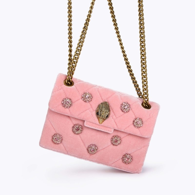 Kurt Geiger London Mini Velvet Kensington Women's Crossbody Bags Pink | Malaysia DN57-824