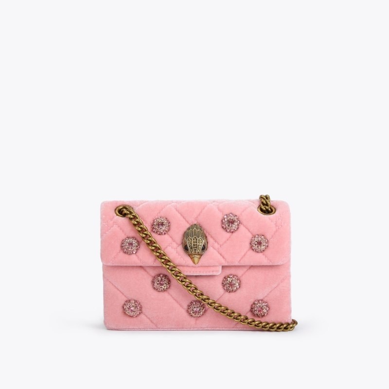 Kurt Geiger London Mini Velvet Kensington Women\'s Crossbody Bags Pink | Malaysia DN57-824