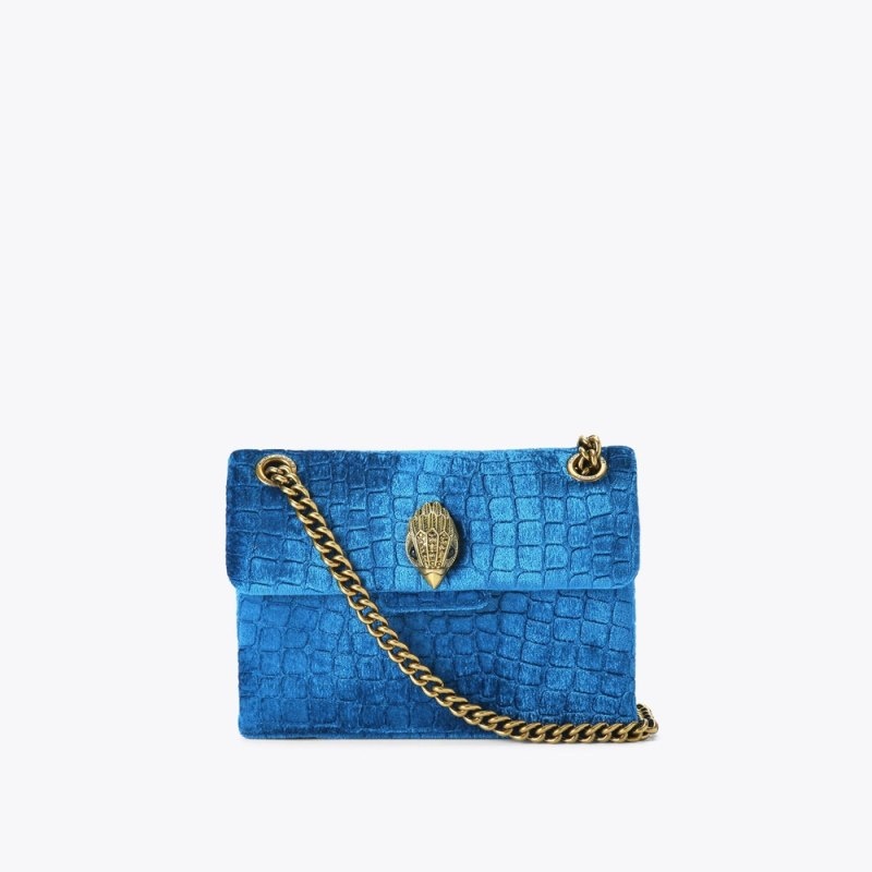 Kurt Geiger London Mini Velvet Kensington Women\'s Crossbody Bags Turquoise | Malaysia XZ65-832