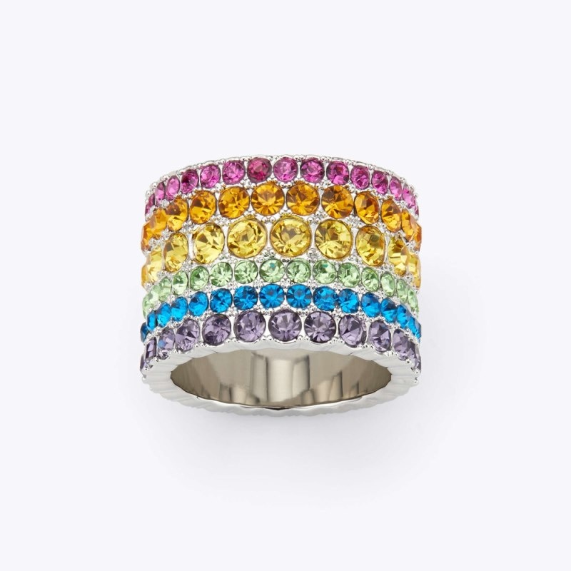Kurt Geiger London Multi Crystal Ring Women's Jewelry Multicolor | Malaysia ET07-616