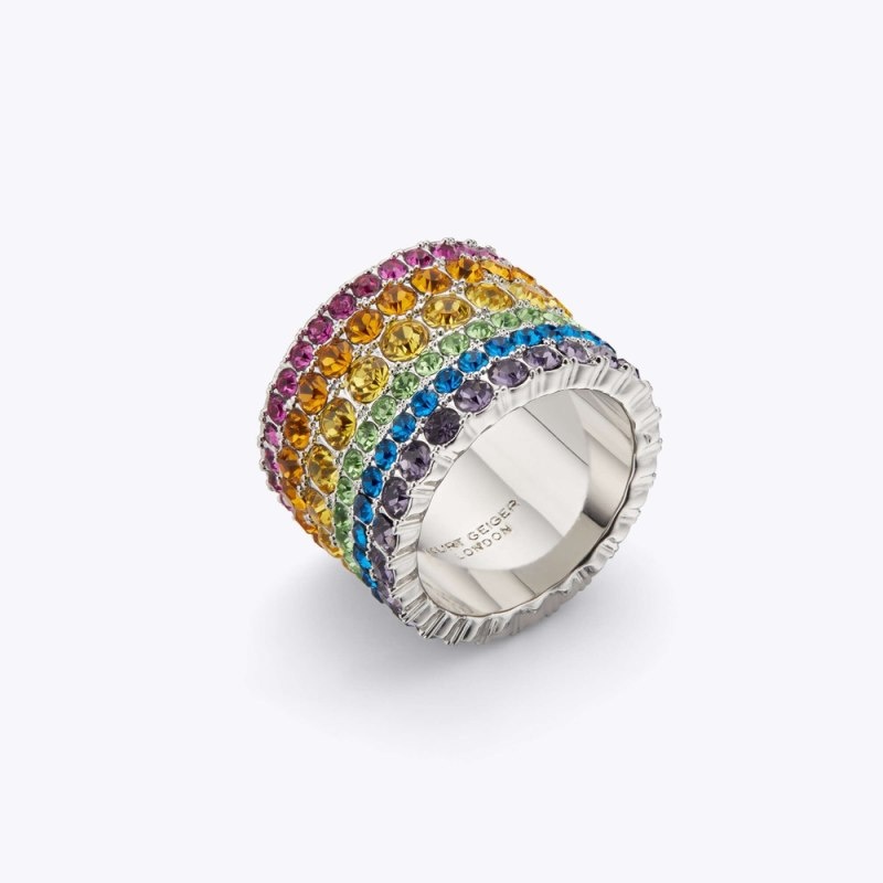 Kurt Geiger London Multi Crystal Ring Women\'s Jewelry Multicolor | Malaysia ET07-616