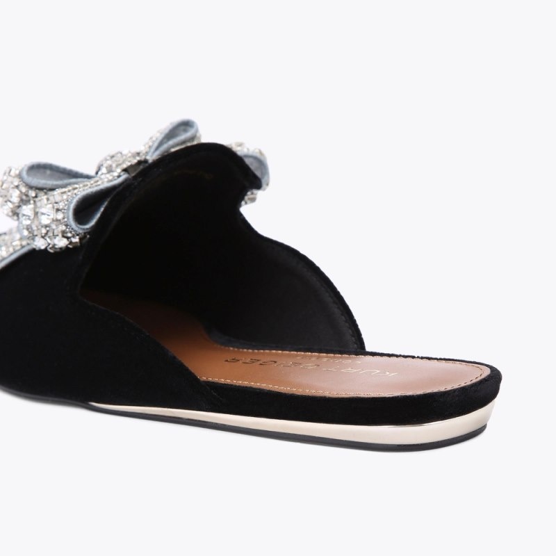 Kurt Geiger London Olive Bow Mule Women's Flat Shoes Black | Malaysia GG44-415