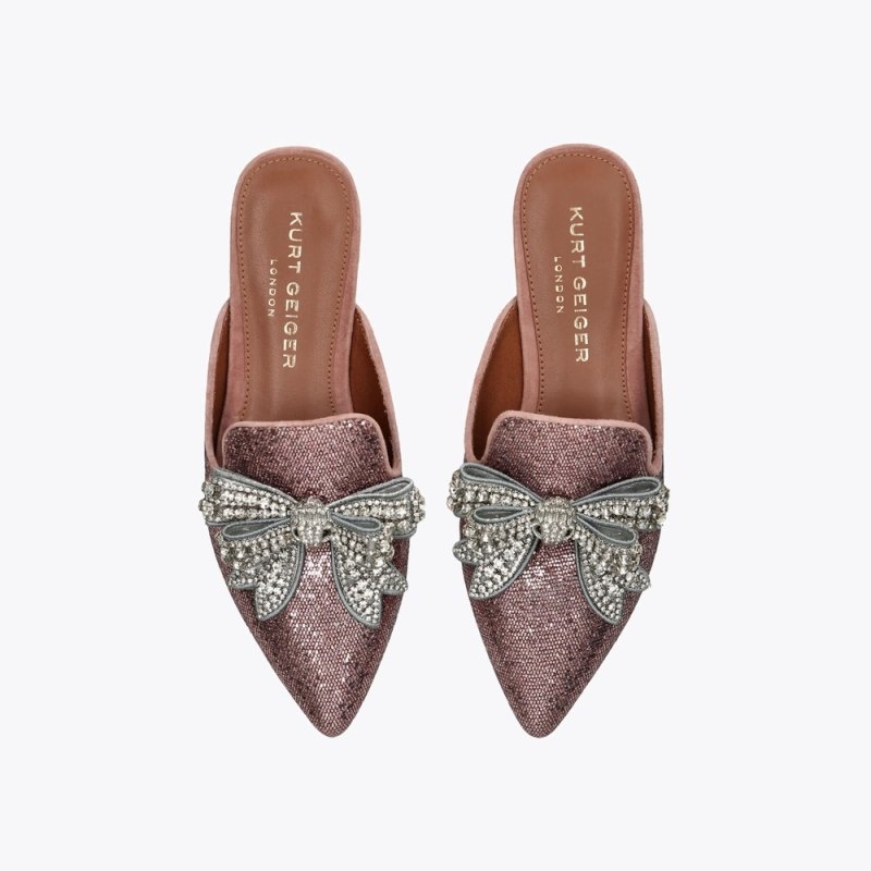 Kurt Geiger London Olive Bow Mule Women's Flat Shoes Pink | Malaysia QX48-701
