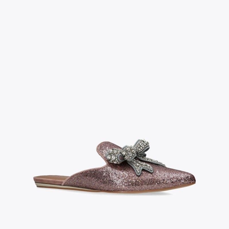 Kurt Geiger London Olive Bow Mule Women's Flat Shoes Pink | Malaysia QX48-701