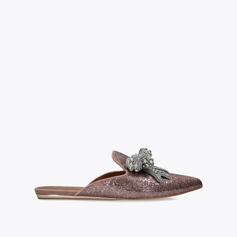 Kurt Geiger London Olive Bow Mule Women\'s Flat Shoes Pink | Malaysia QX48-701