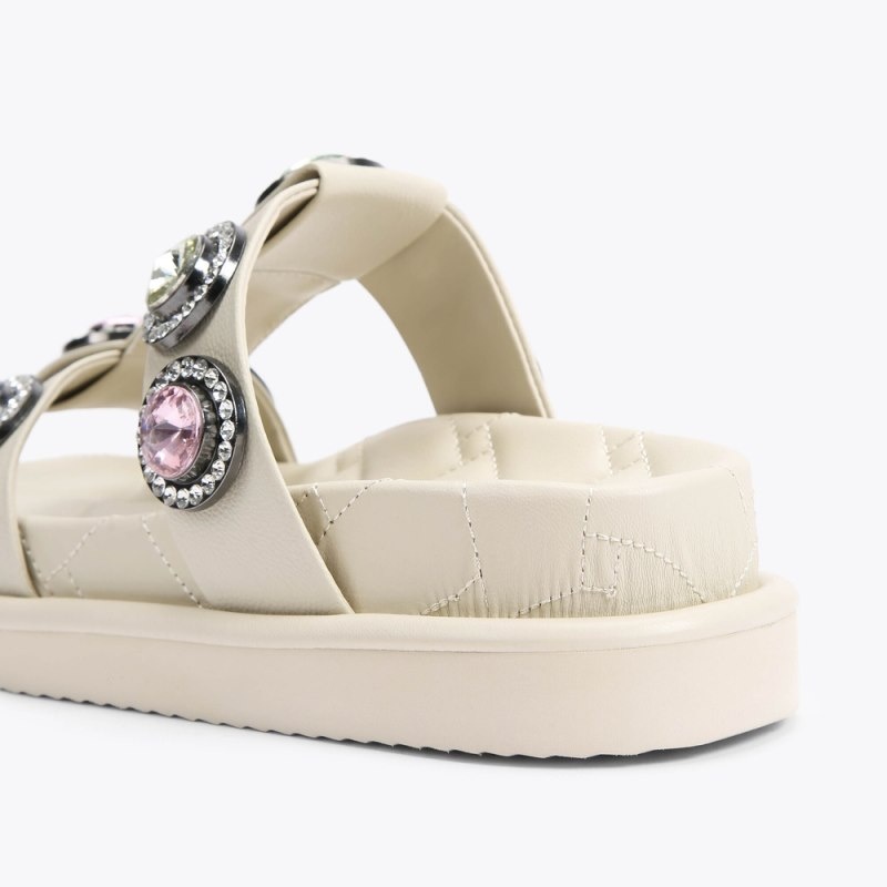 Kurt Geiger London Orson Crystal Women's Sandals Bone | Malaysia VG92-952