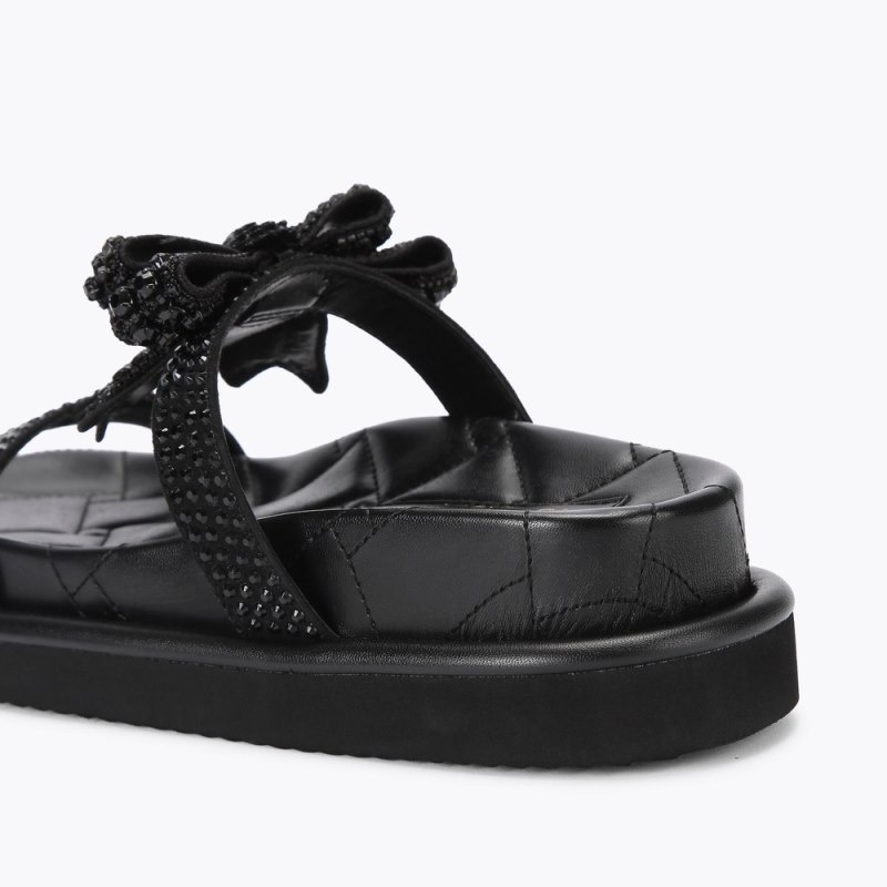 Kurt Geiger London Orson Drench Bow Women's Sandals Black | Malaysia HS58-787