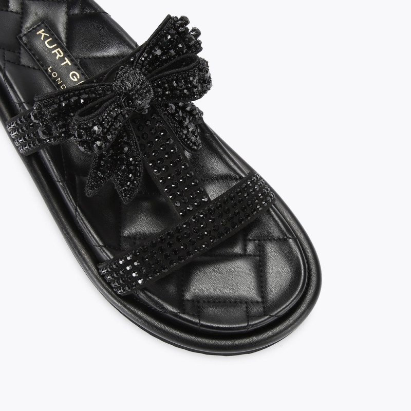 Kurt Geiger London Orson Drench Bow Sandal Women's Flat Shoes Black | Malaysia FU83-333