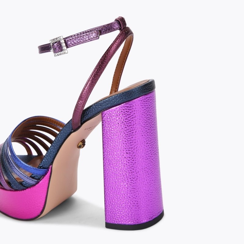 Kurt Geiger London Pierra Platform Sandal Women's Heels Purple | Malaysia HQ22-060