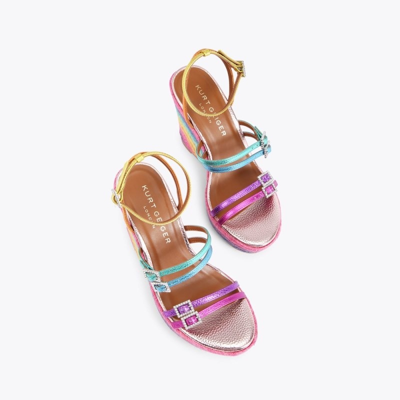 Kurt Geiger London Pierra Wedge Heel Women's Sandals Multicolor | Malaysia VB63-420