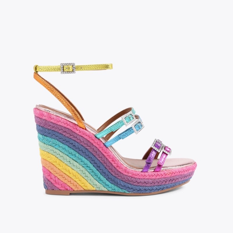 Kurt Geiger London Pierra Wedge Heel Women\'s Sandals Multicolor | Malaysia VB63-420