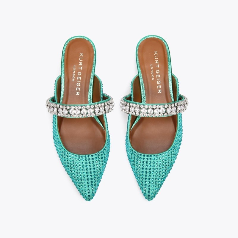 Kurt Geiger London Princely Mule Women's Flat Shoes Turquoise | Malaysia MB11-660