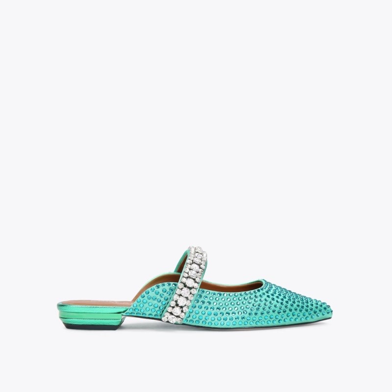 Kurt Geiger London Princely Mule Women\'s Flat Shoes Turquoise | Malaysia MB11-660