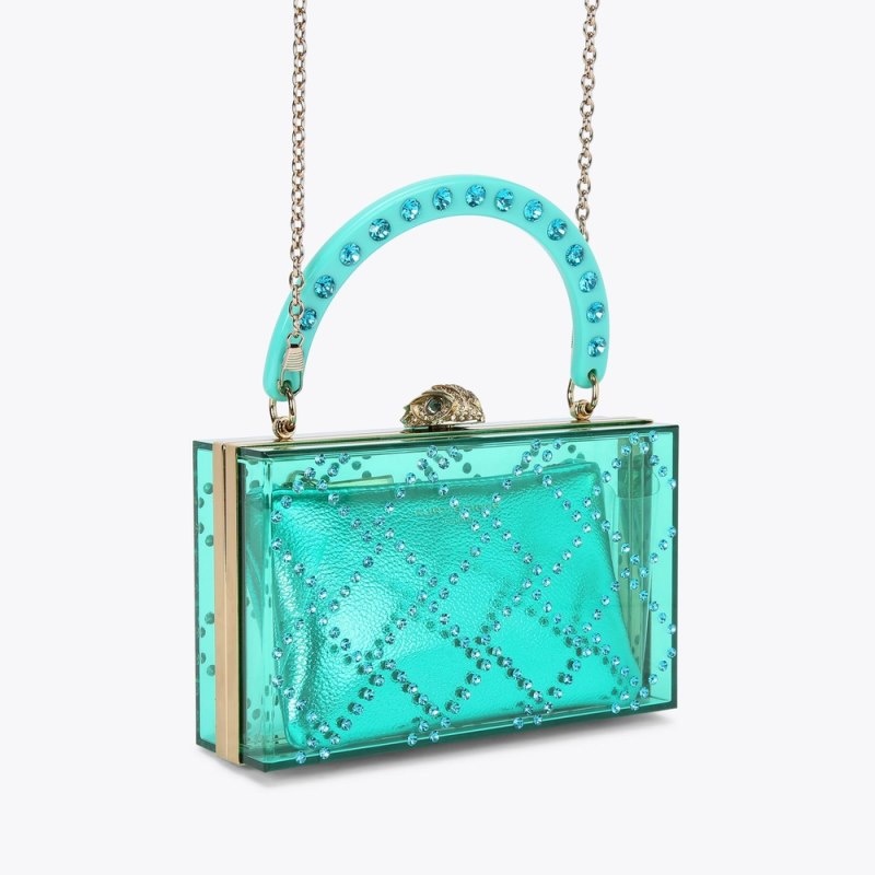 Kurt Geiger London Quilted Box Women's Clutches Green | Malaysia NH76-579