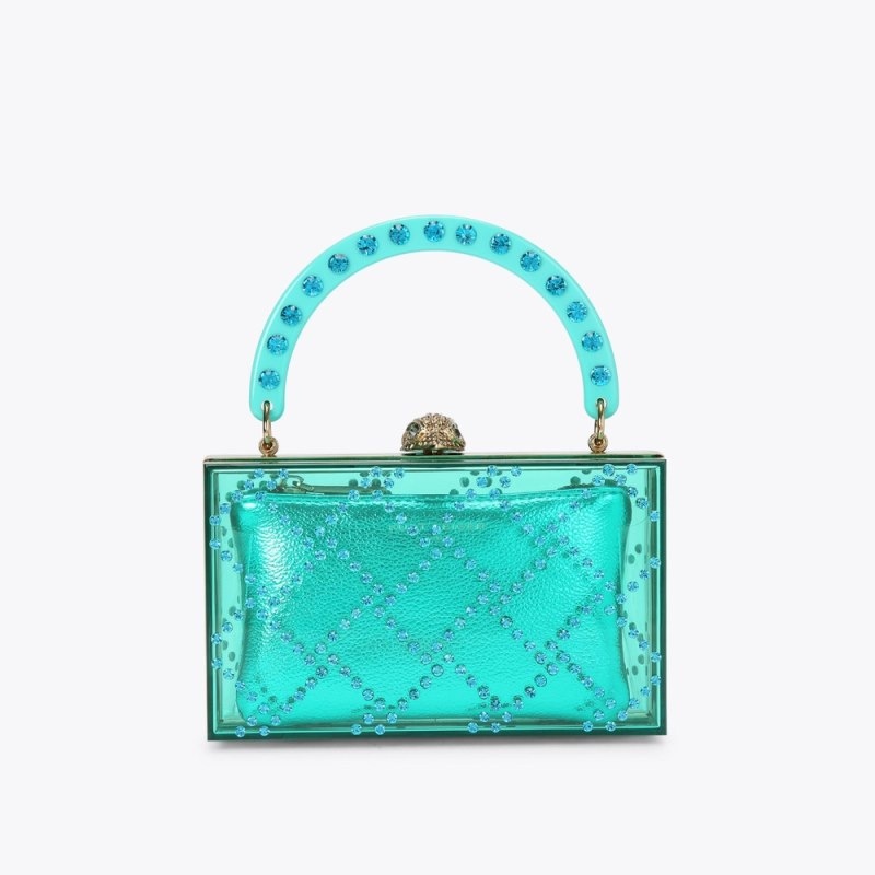 Kurt Geiger London Quilted Box Women\'s Clutches Green | Malaysia NH76-579